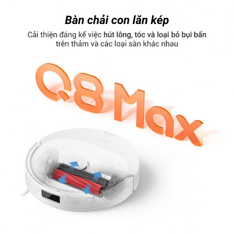 Chổi cao su kép DuoRoller của Roborock Q8 Max
