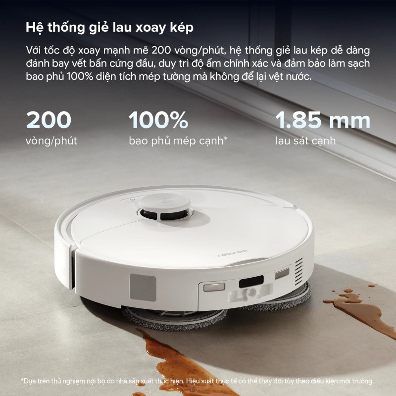 Giẻ lau xoay kép 200 vòng mỗi phút trên Roborock Qrevo 2 Pro