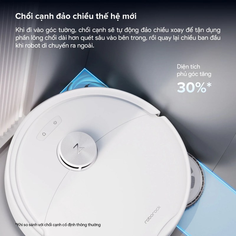 Chổi cạnh đảo chiều tăng vùng phủ góc trên Roborock Qrevo 2 Pro