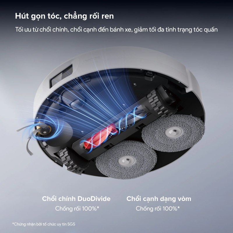 Chổi DuoDivide và chổi cạnh chống rối trên Roborock Qrevo 2 Pro