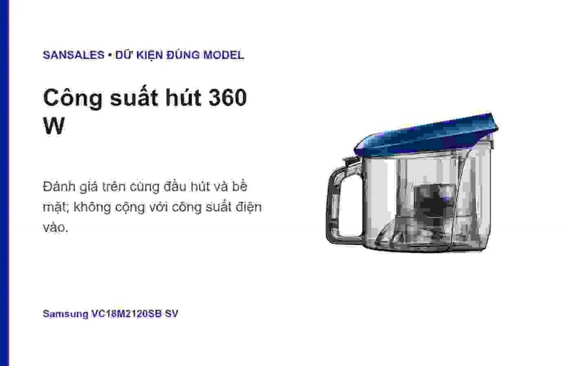 Samsung VC18M2120SB/SV trên tuyến dọn có dây