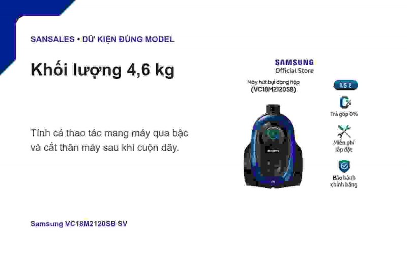 Đầu hút và ống của Samsung VC18M2120SB/SV