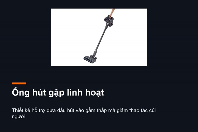 Sharp EC-SG94V-B - Ống gập giúp tiếp cận gầm, nhưng đầu hút vẫn có kích thước thật