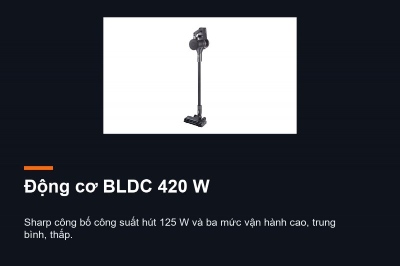 Sharp EC-SG94V-B - 420 W BLDC, công suất hút 125 W và hộp bụi 0,4 lít