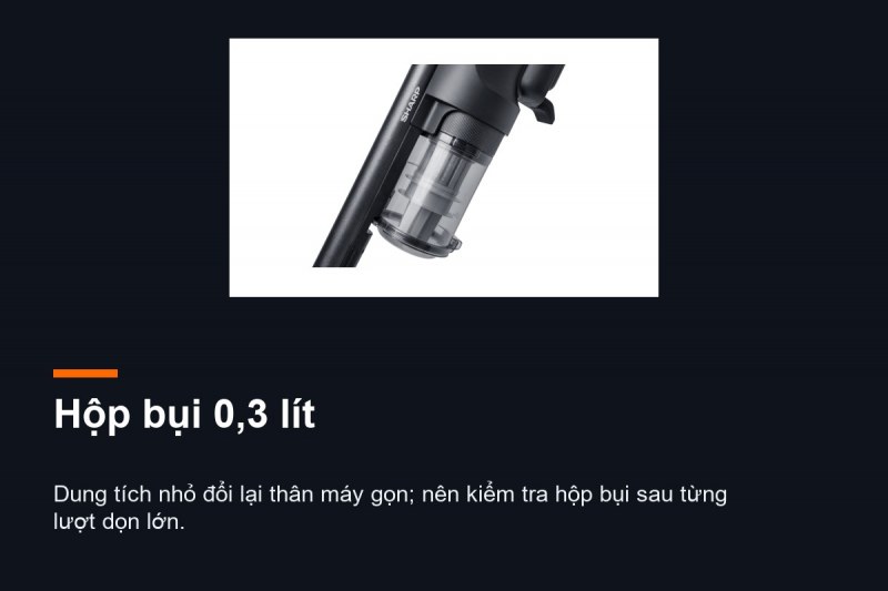 Sharp EC-SR10-B - Hộp bụi 0,3 lít là giới hạn cần theo dõi chủ động