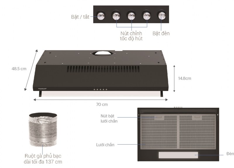 Kích thước Sunhouse SHB6118B