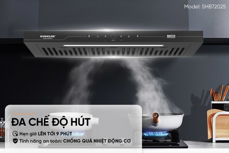 Chế độ hút của máy hút mùi Sunhouse SHB72025