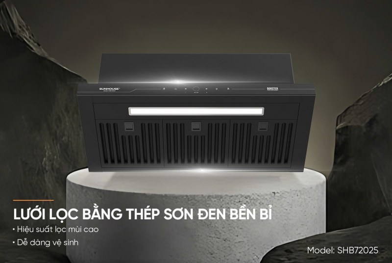 Lưới lọc thép sơn đen trên Sunhouse SHB72025