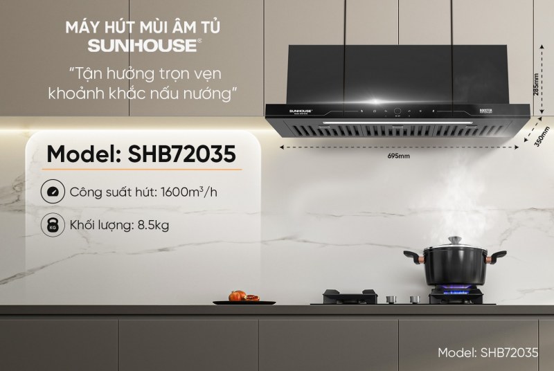 Chế độ Booster trên máy hút mùi Sunhouse SHB72035
