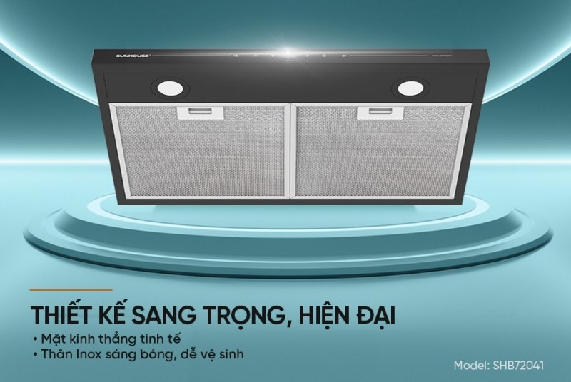 Thiết kế máy hút mùi kính thẳng Sunhouse SHB72041