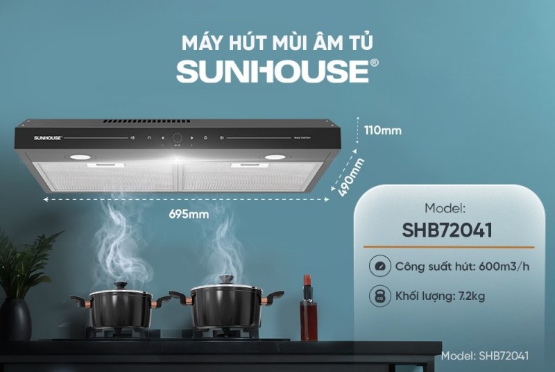 Kích thước lắp đặt máy hút mùi Sunhouse SHB72041