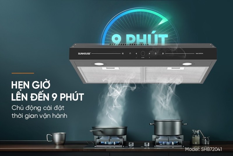 Hẹn giờ 9 phút của máy hút mùi Sunhouse SHB72041