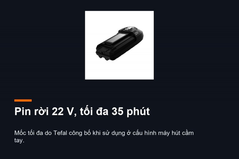 Pin tháo rời 22 V của Tefal TY9639WO