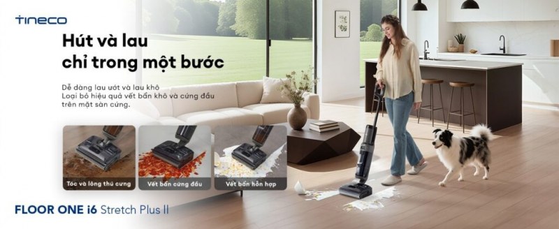 Minh họa hút lau trên sàn của i6 Stretch Plus II