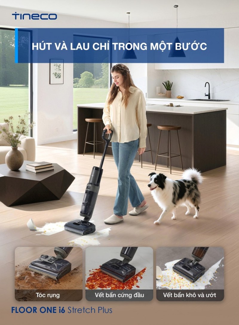 Tineco i6 Stretch Plus kết hợp hút và lau