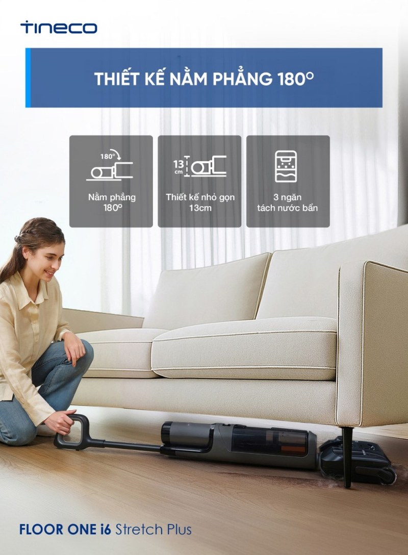 Thiết kế nằm phẳng13cm và tách nước của i6 Stretch Plus