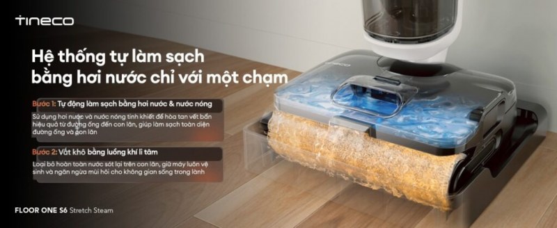 Chu trình làm sạch và vắt con lăn S6 Stretch Steam bằng luồng khí li tâm