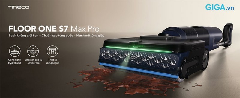 Đầu lau S7 Max Pro kết hợp HydroBurst, StreakFree và ba mặt cạnh