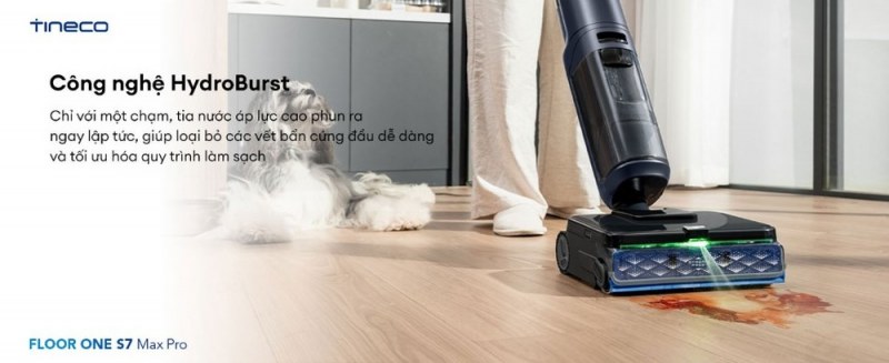Tia nước HydroBurst được kích hoạt tại điểm cần xử lý trên S7 Max Pro