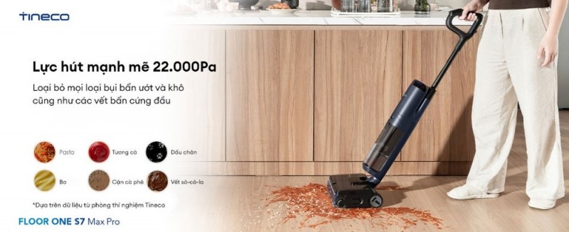 Thông số lực hút 22.000 Pa công bố cho Tineco S7 Max Pro