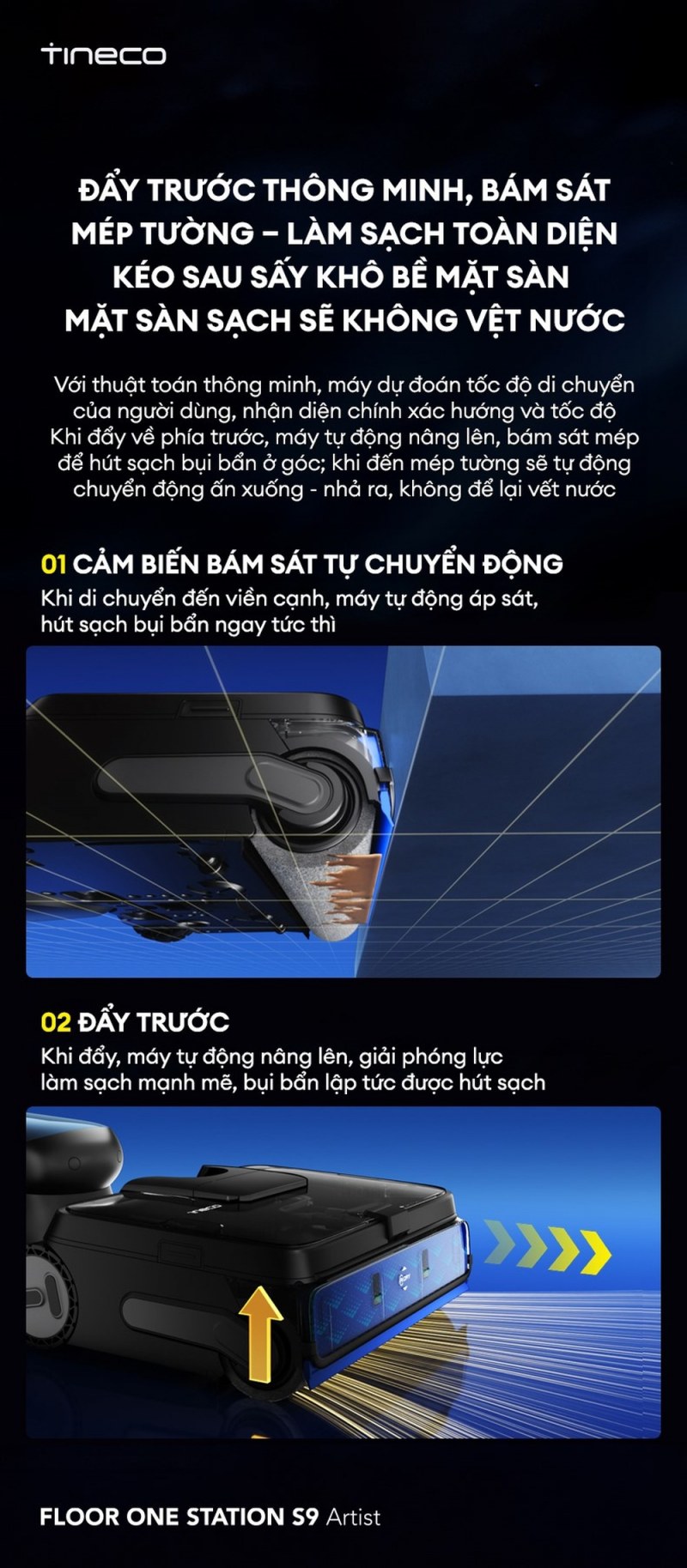 Hướng đẩy và cơ cấu tiếp cận cạnh của Station S9 Artist