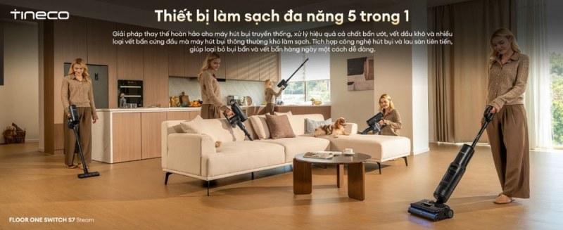 Các cấu hình hút khô và lau sàn trong bộ Switch S7 Steam