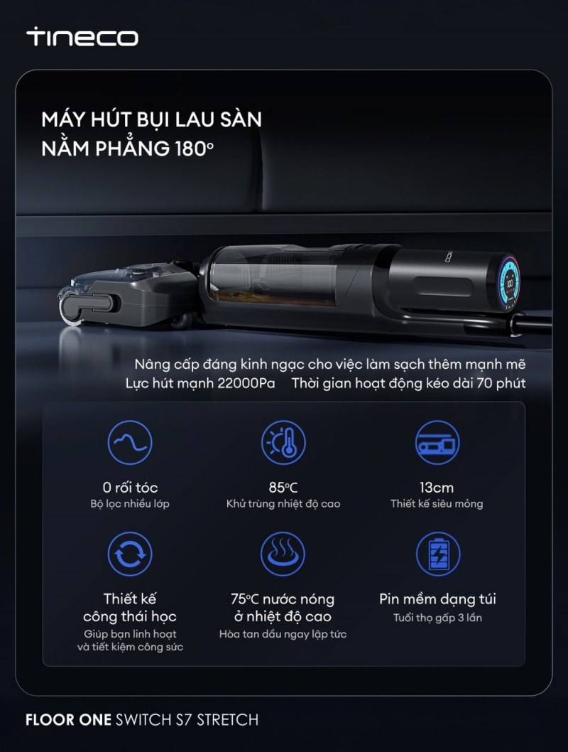 Switch S7 Stretch ở tư thế nằm phẳng và các thông tin trên hình hãng