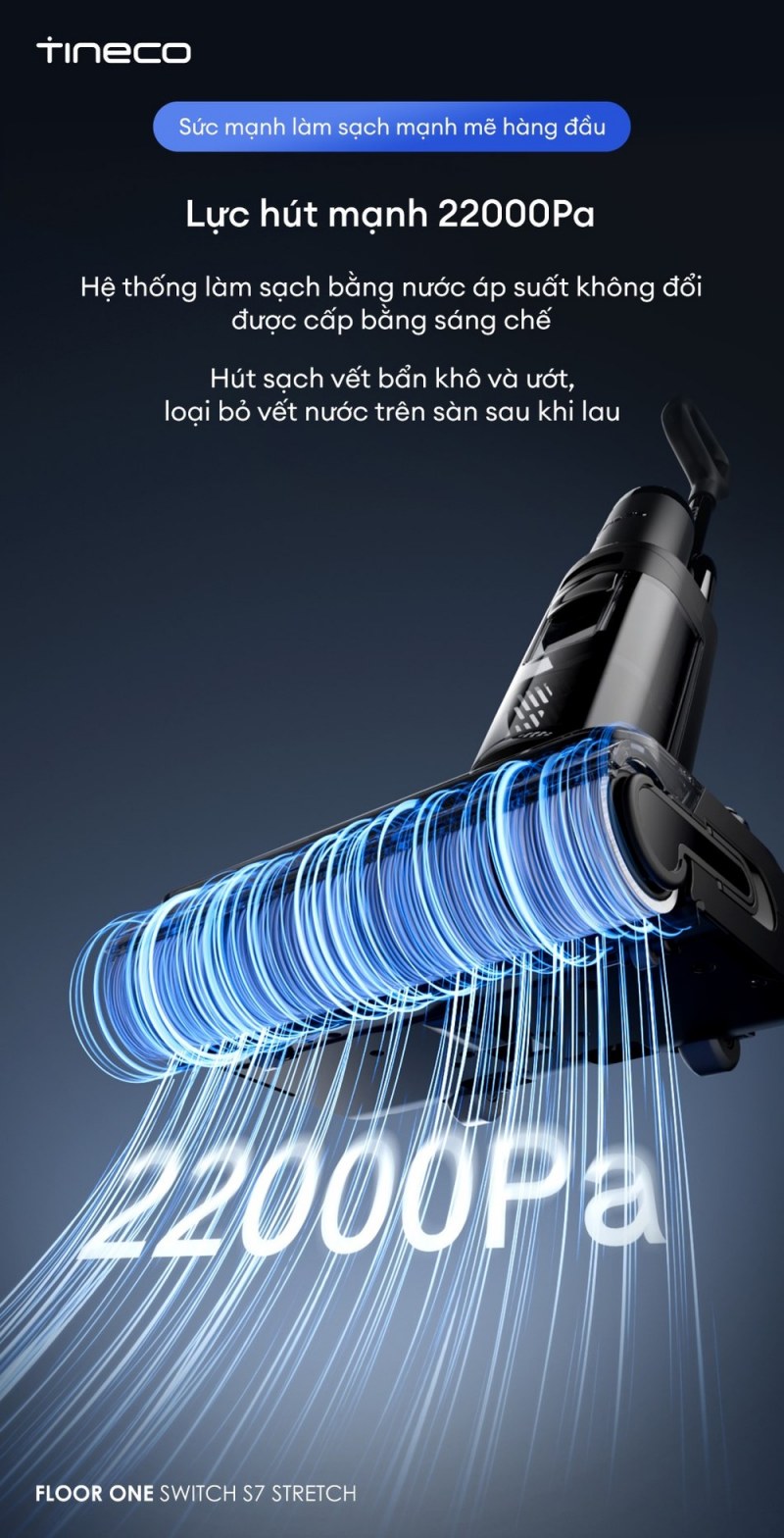 Lực hút 22.000 Pa công bố cho Switch S7 Stretch