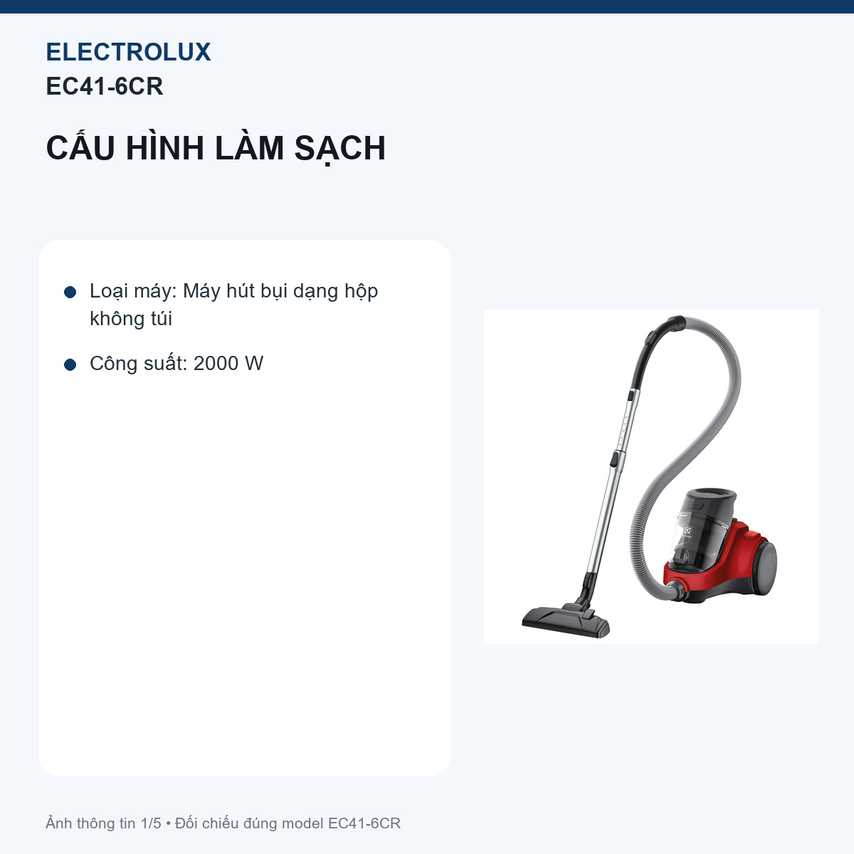 Electrolux EC41-6CR - 7,57 kg buộc phải chọn một tầng làm việc chính