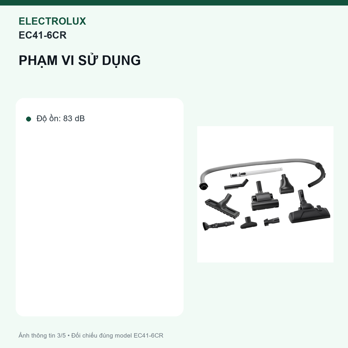 Electrolux EC41-6CR - 2.000 W không thay thế thông số lực hút chưa công bố