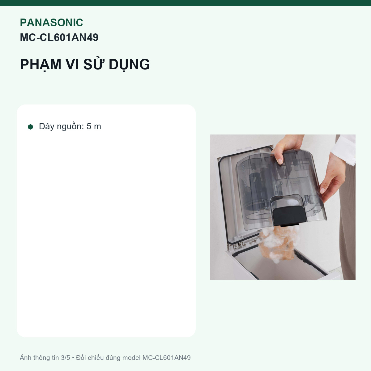 Panasonic MC-CL601AN49 - Đọc đúng 1.600 W và hệ lọc năm lớp