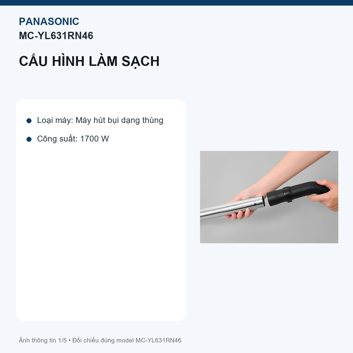 Panasonic MC-YL631RN46 - Vạch đường đi cho một thân máy cao 524 mm