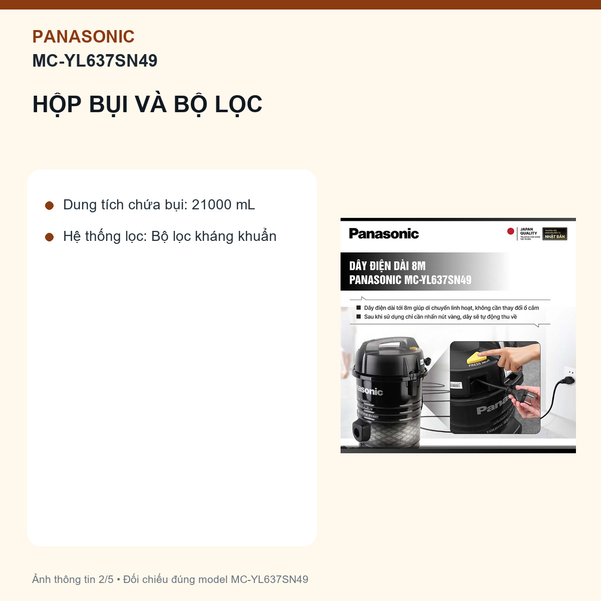 Panasonic MC-YL637SN49 - 2.300 W không phải phép đo cho mọi bề mặt