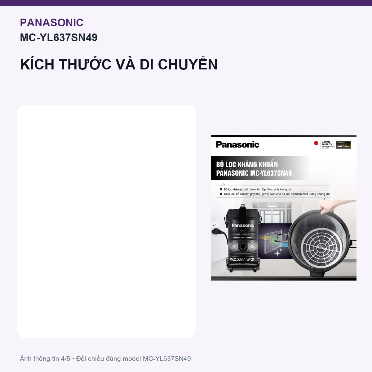 Panasonic MC-YL637SN49 - Bốn nhóm phụ kiện tạo thành một tuyến làm việc