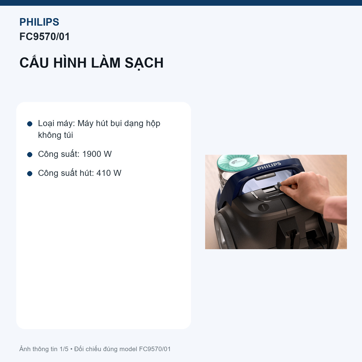 Philips FC9570/01 - Vẽ bản đồ bốn vùng trước khi lắp đầu hút