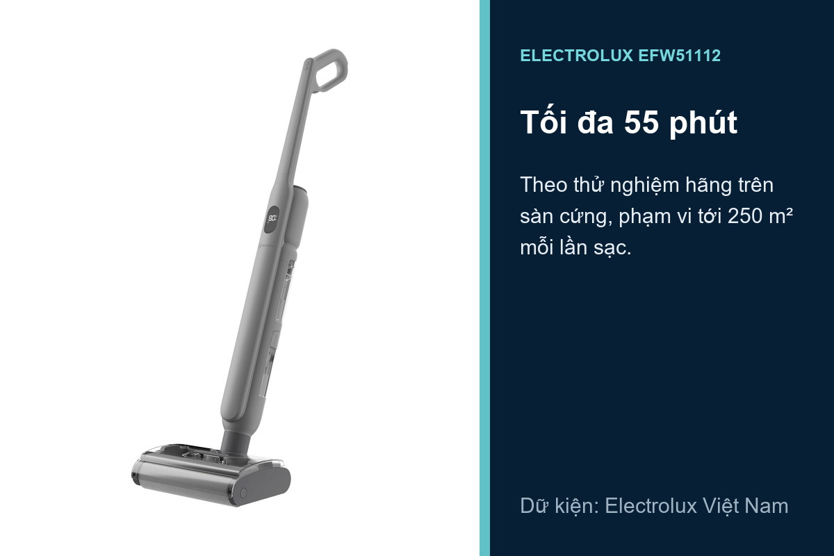 Electrolux EFW51112 - Thời gian chạy tối đa 55 phút trên sàn cứng