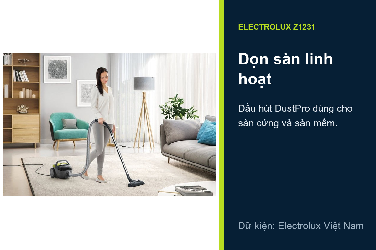 Electrolux Z1231 - Đầu DustPro dùng trên sàn cứng và bề mặt mềm phù hợp