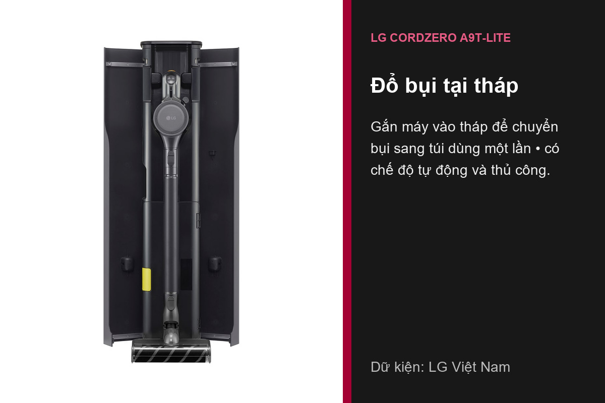 LG A9T-LITE chuyển bụi từ máy sang túi tại tháp All-in-One
