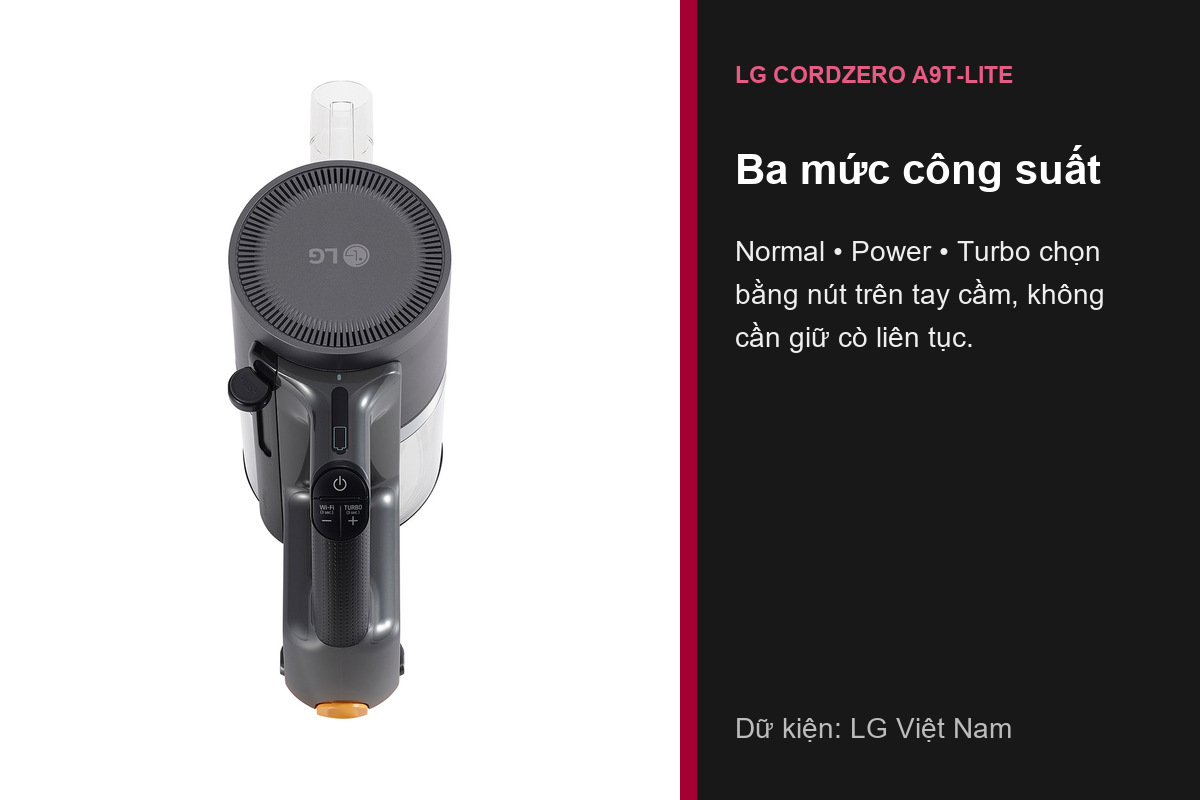 Ba mức Normal Power Turbo trên tay cầm LG A9T-LITE