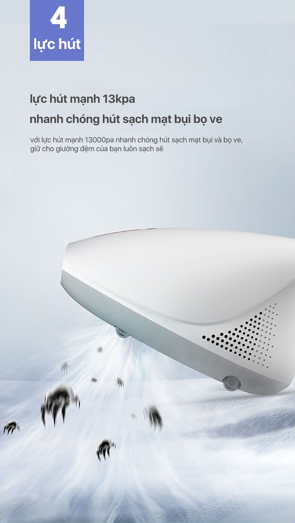Lực hút 13 kPa của Deerma CM800