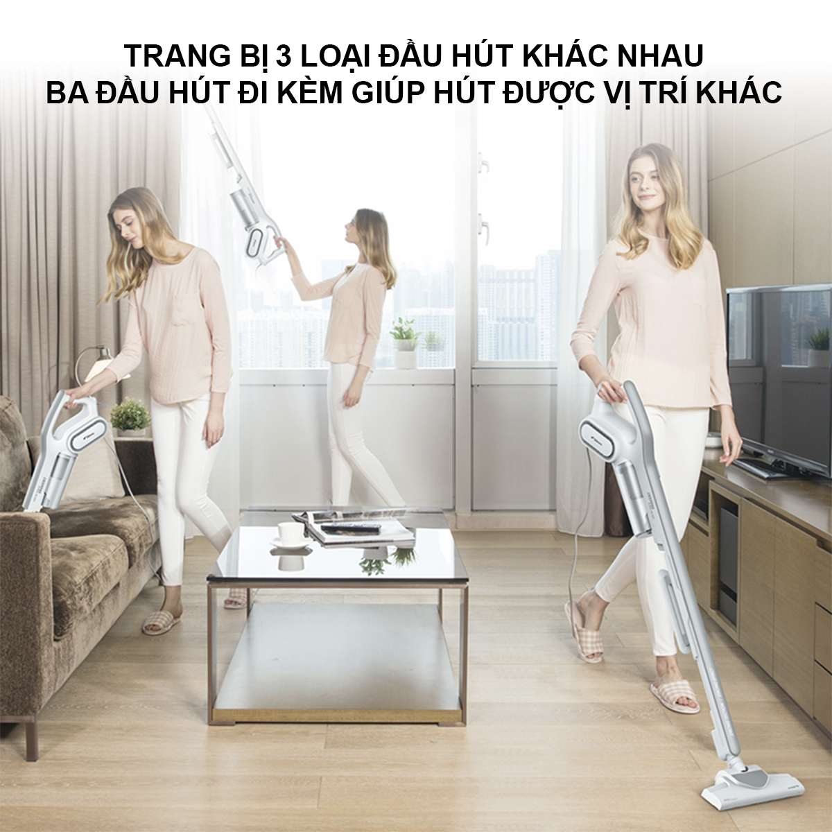 Ba đầu hút đi kèm Deerma DX700