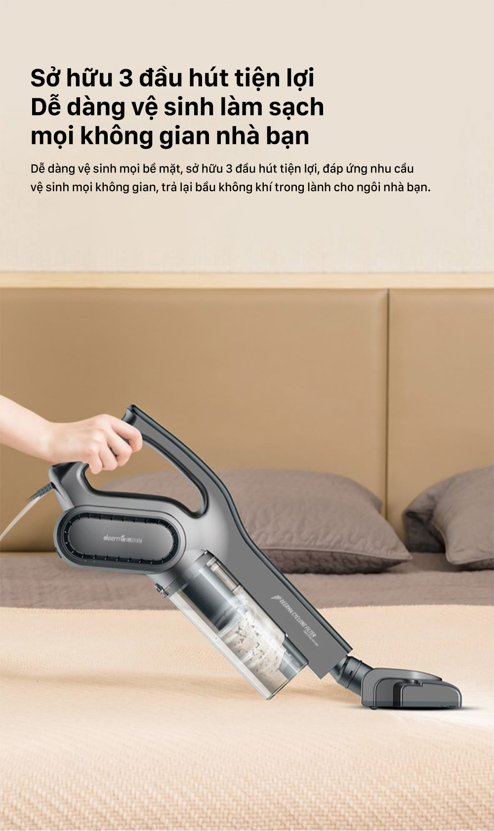 Ba đầu hút của Deerma DX700S