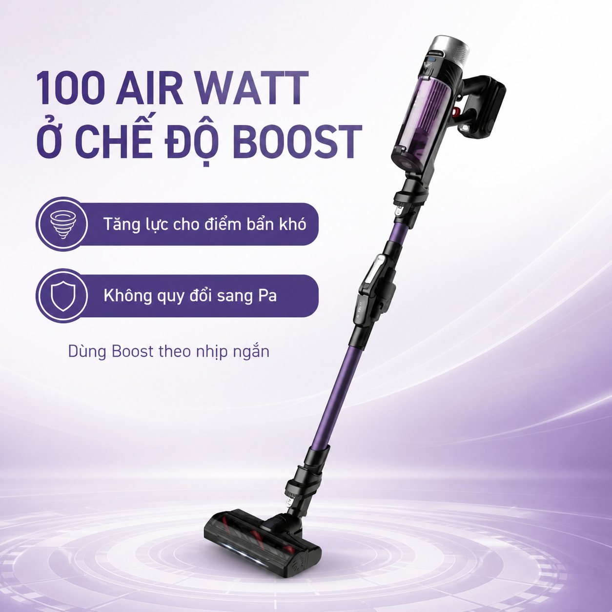 Lực hút 100 Air Watt ở Boost của Tefal TY2039WO