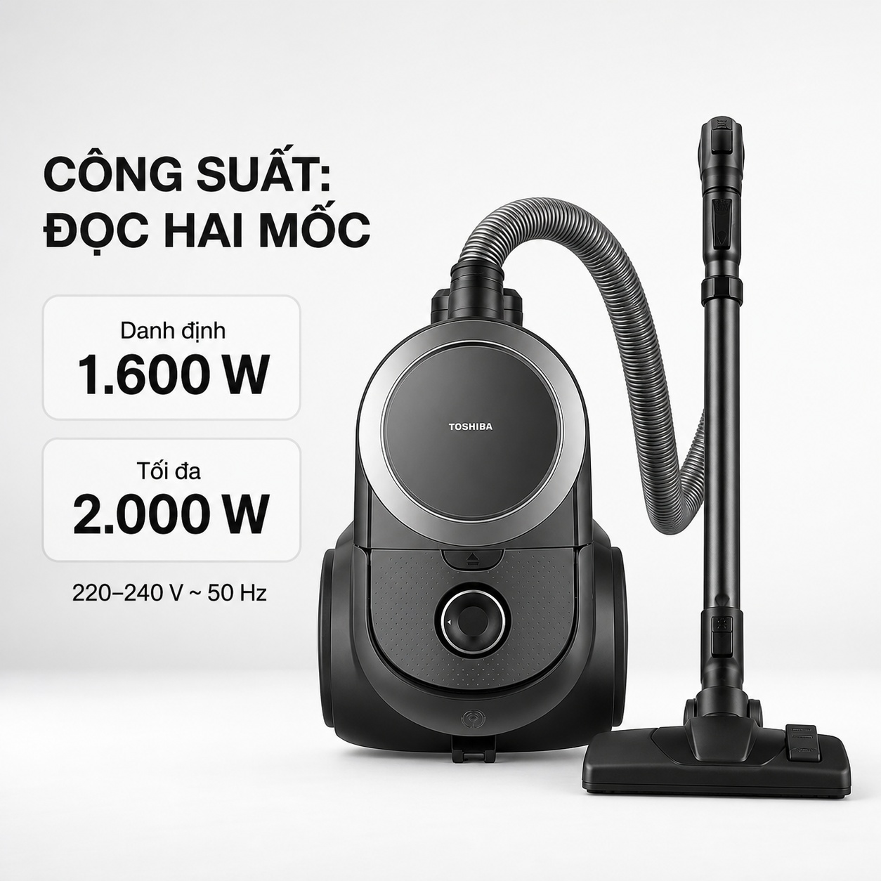 Công suất danh định 1600 W và tối đa 2000 W của Toshiba VC-BL160F(K)