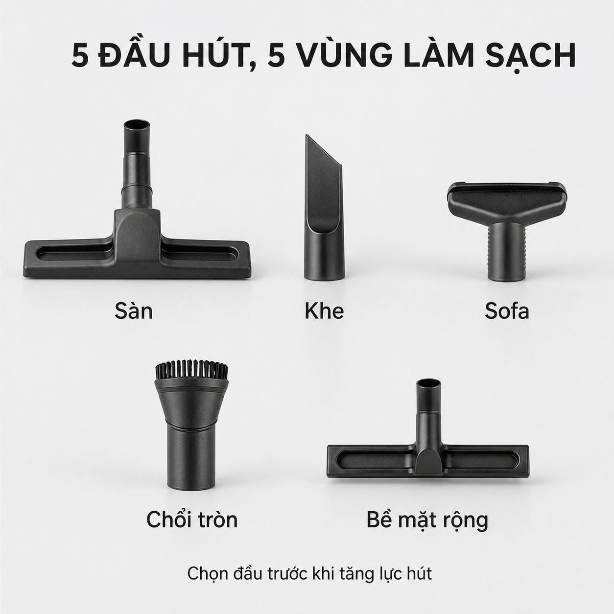 Năm đầu hút theo năm vùng làm sạch của Toshiba VC-BL160F(K)