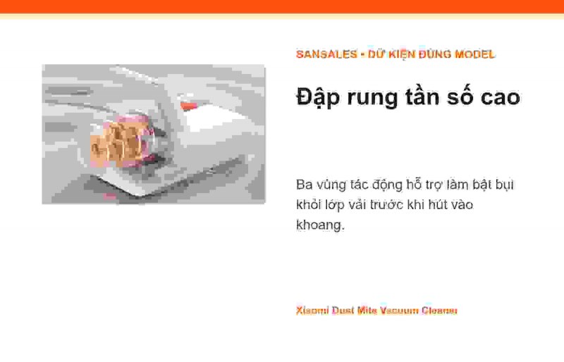 Ba vùng đập rung của Xiaomi Dust Mite Vacuum Cleaner