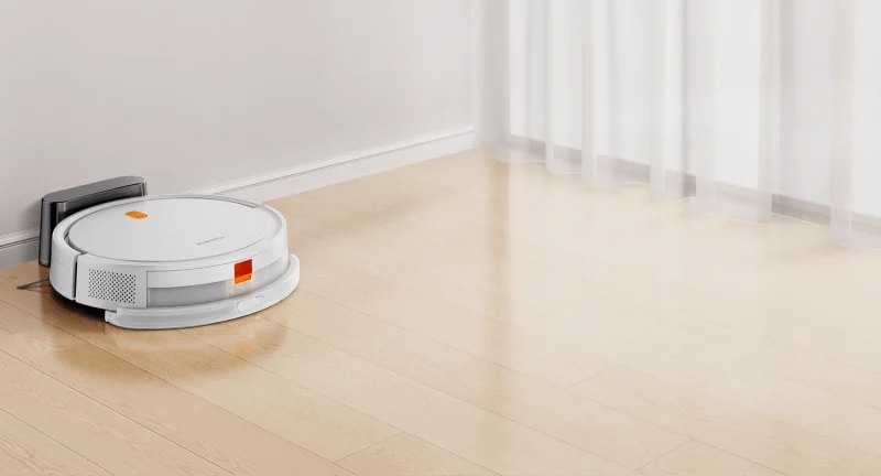 Xiaomi Robot Vacuum E5 làm sạch sát tường với thân máy thấp