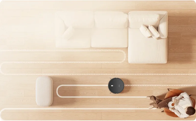 Xiaomi Robot Vacuum E5 đi theo lộ trình zigzag trong căn hộ