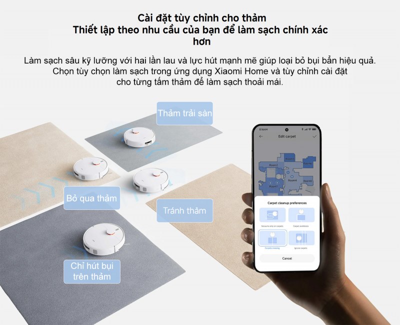Vùng làm sạch thông minh trên Xiaomi Robot Vacuum H40