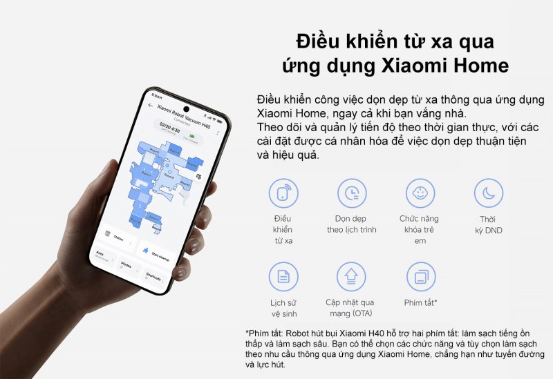 Thiết lập chăm sóc thảm trên Xiaomi Robot Vacuum H40